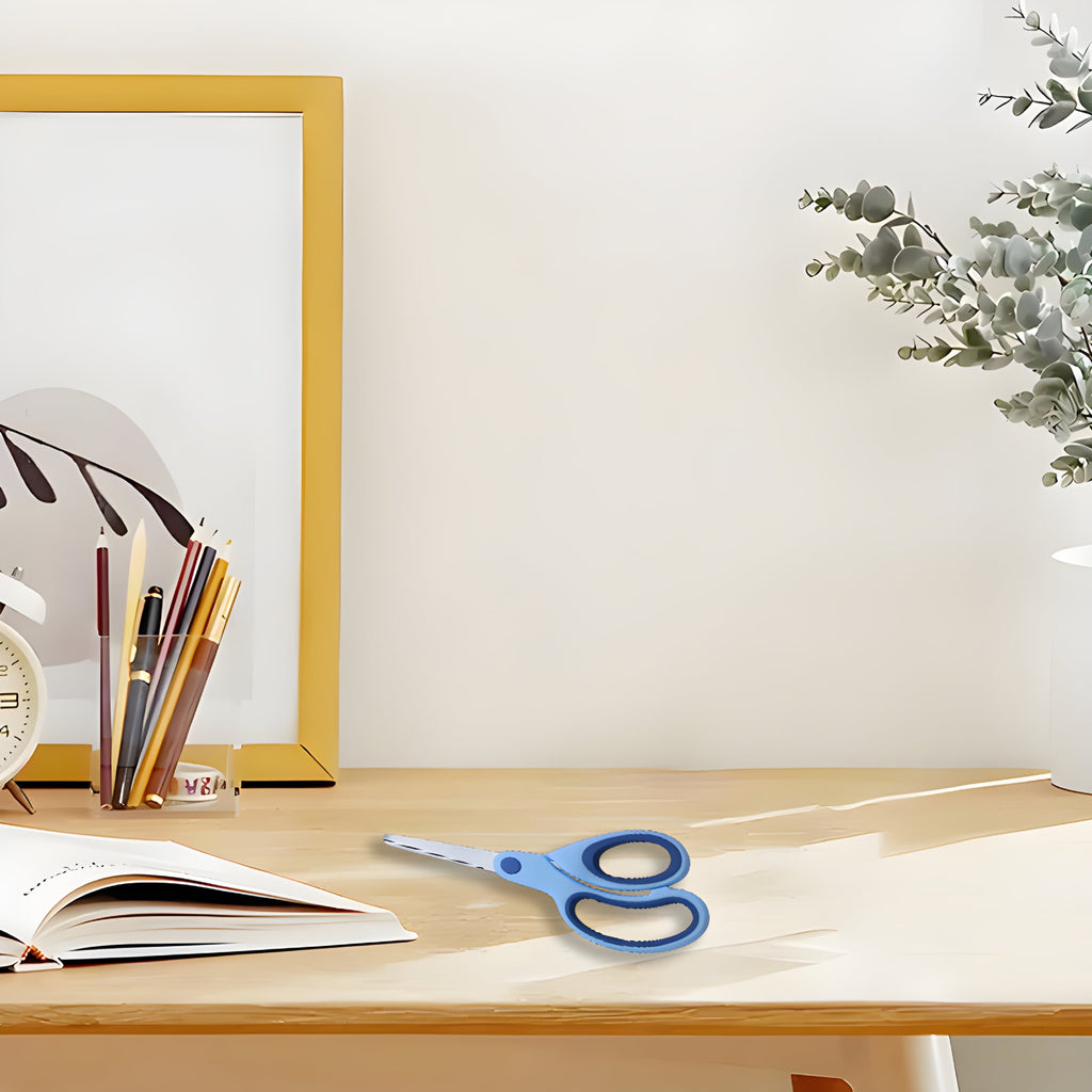 CCOCC Scissors for Office,Polished Stainless Steel Blades,Comfortable Grip Handles,Safety Round Tip Design,Blue