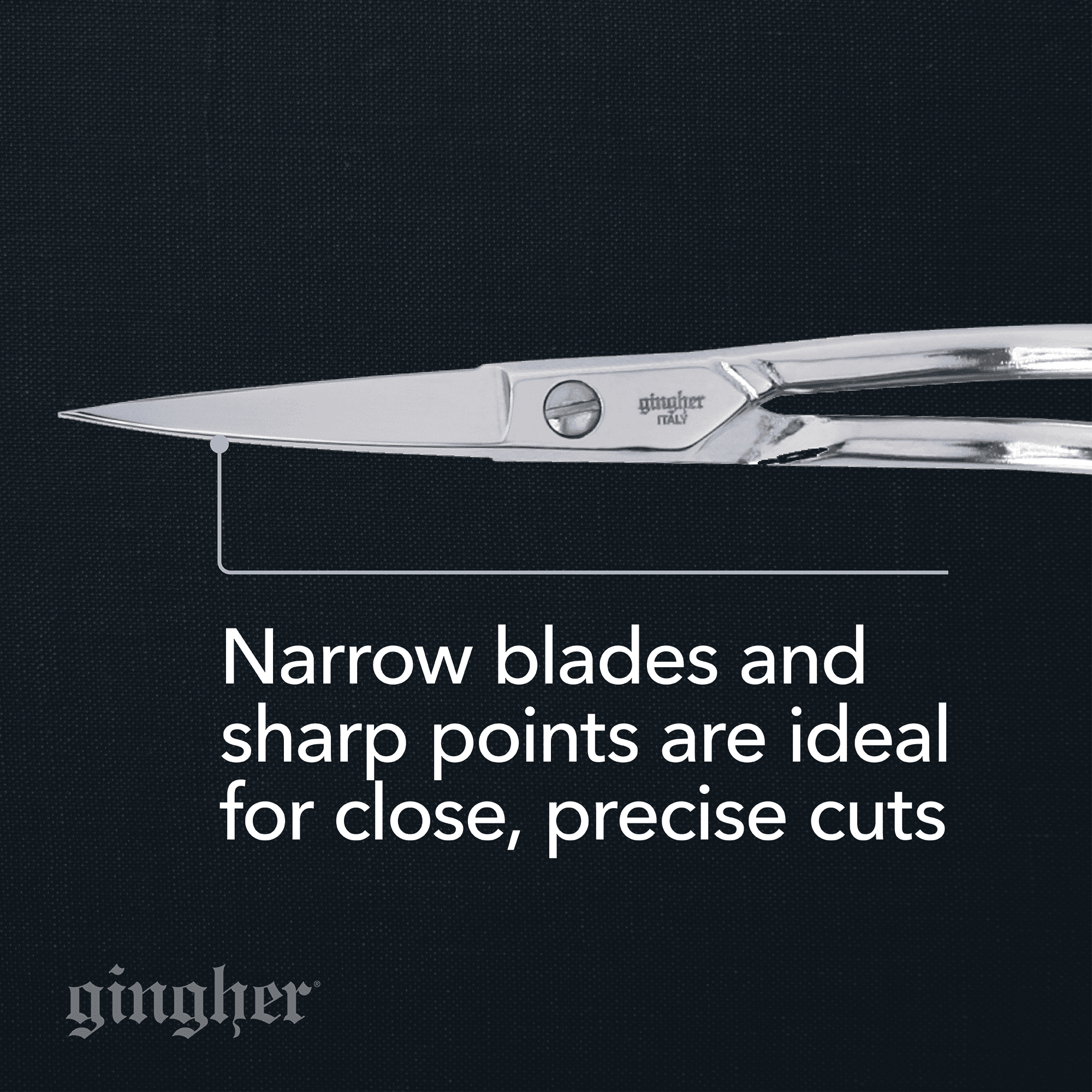 Gingher Double-Curved Machine Embroidery Scissor 6", Sliver