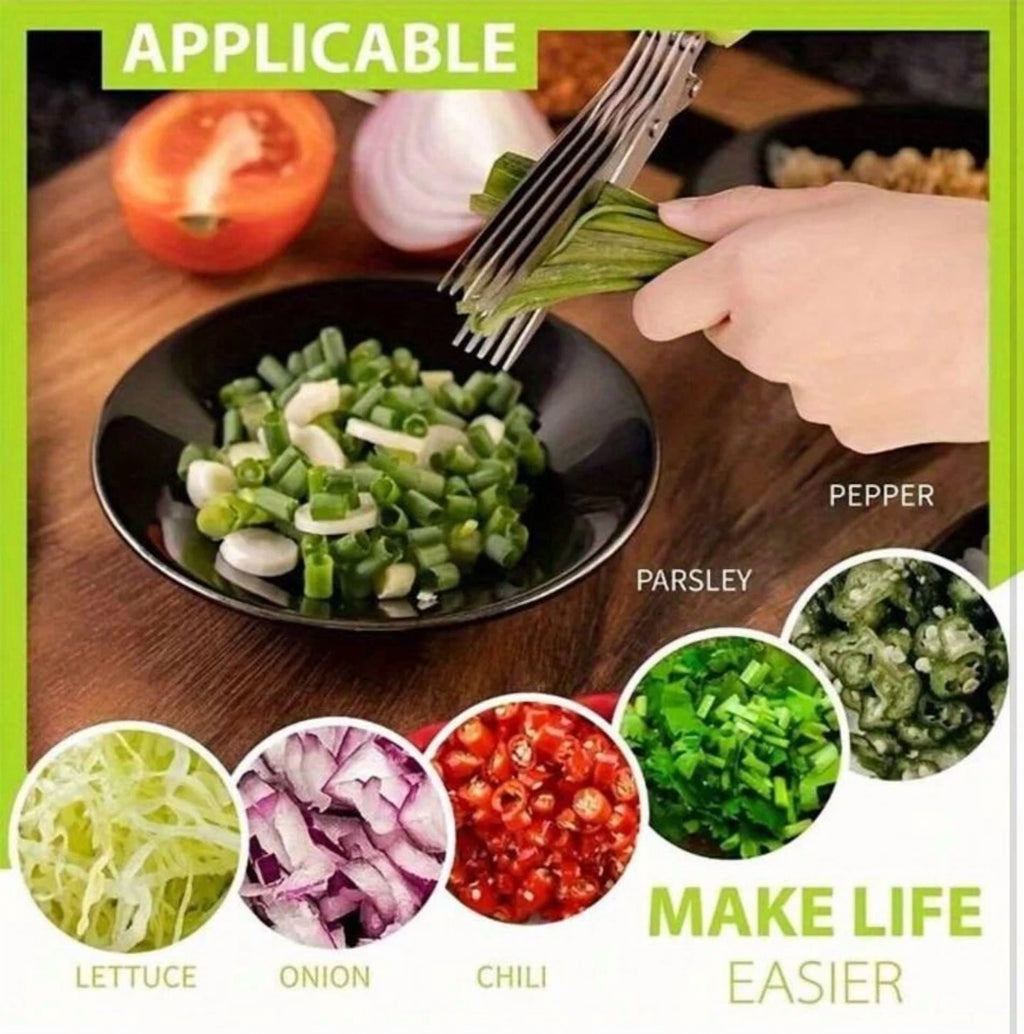 Stainless Steel 5-Layer Multi-Functional Kitchen Scissors Pepper Herb Scissors