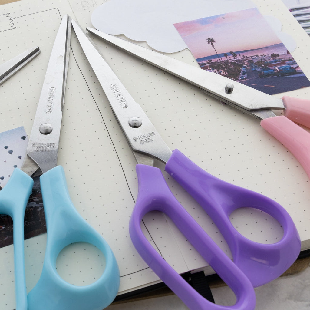 BAZIC 8" Pastel Stainless Steel Scissors, Straight Handle Sharp Blades, 24-Pack