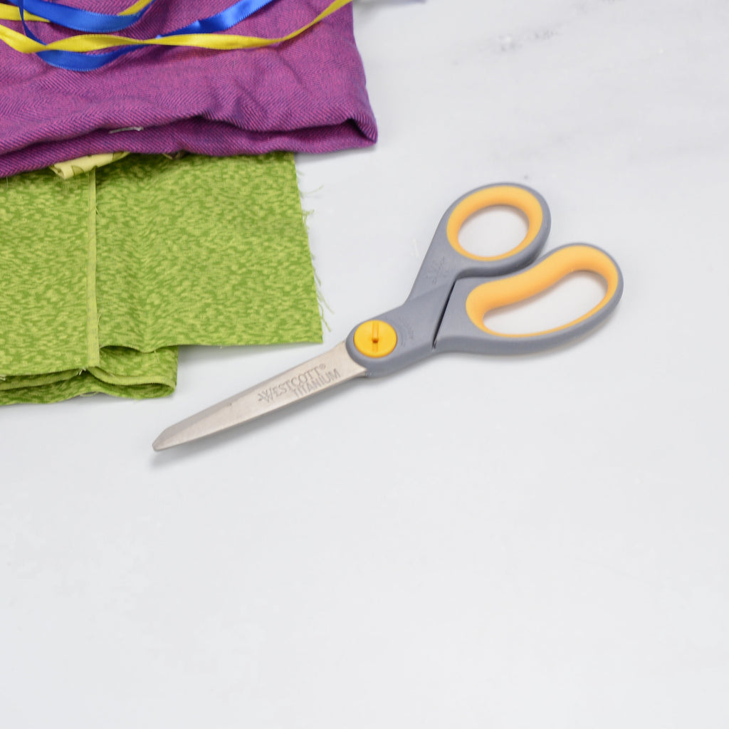 (2 pack) Westcott Titanium Bonded Adjustable Glide Scissors, 8", Grey & Yellow, for Office, 1-Count