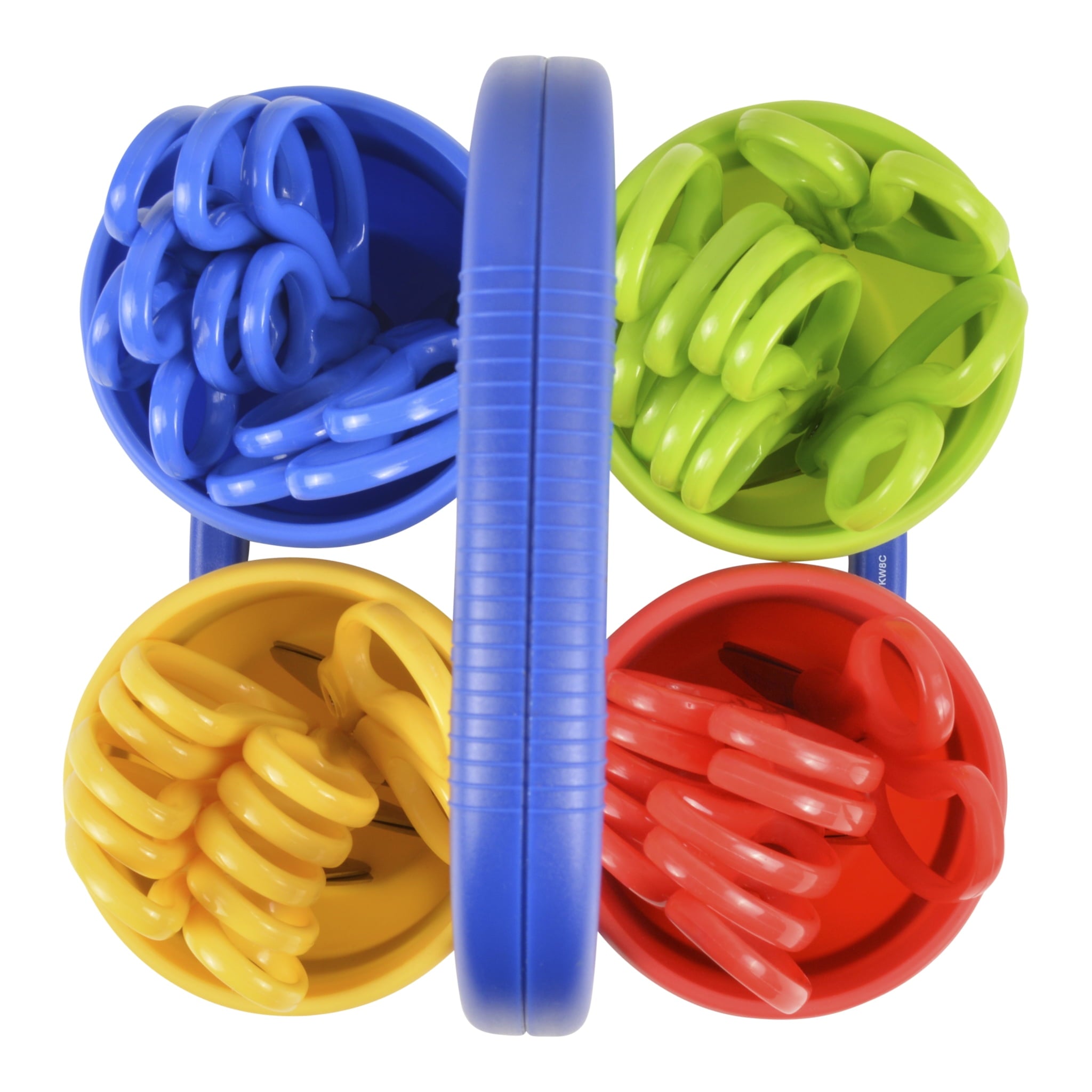 Westcott 5" Stainless Steel Kids Scissors Caddy, Pointed, Assorted Colors, 24-Pairs, Preschool Level