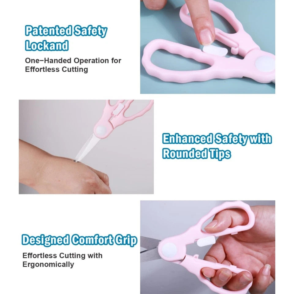 2Pcs Portable Baby Food Scissors Kicthen Shears With Safety Lock Storage Case