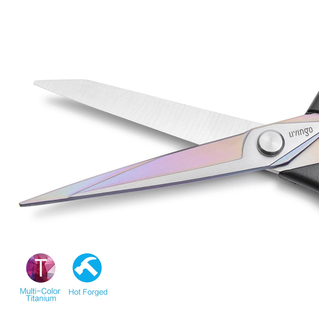 LIVINGO Fabric Scissors, 2 Pack Professional Titanium Sharp Heavy Duty Shears 9.5" / 8.5" Red