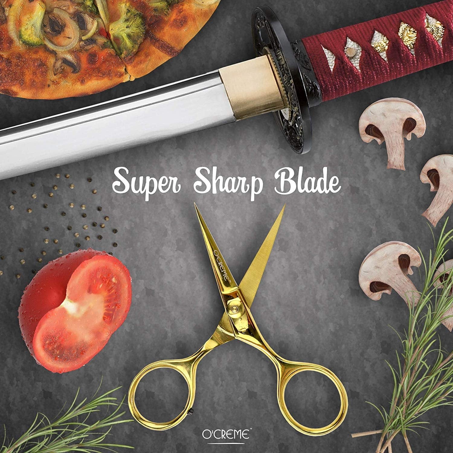 O'Creme Super Sharp Chef Scissors All Stainless Steel Snips Garnishing Tool Purple