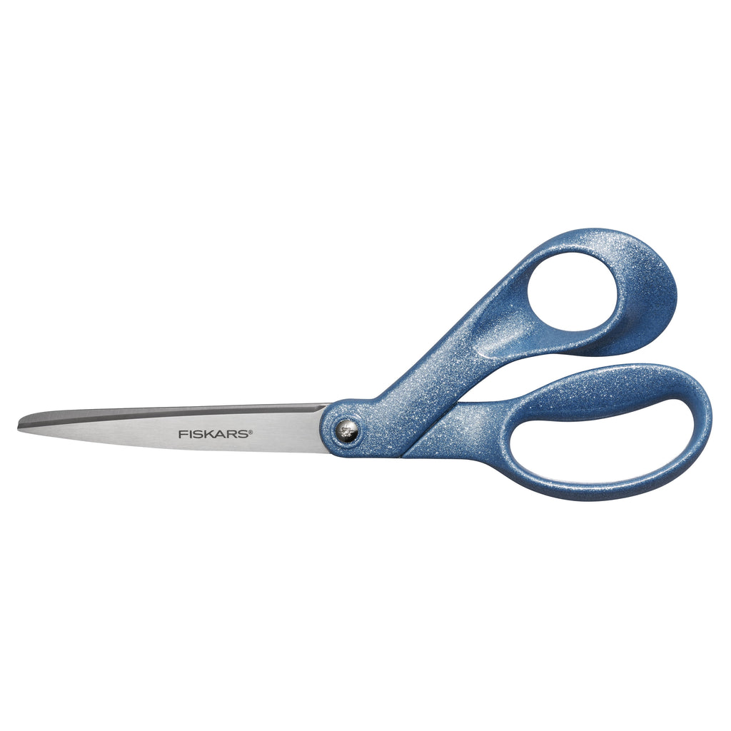 Fiskars 8" Fashion Glitter Explore Scissors, Digital Cloud, Light Blue