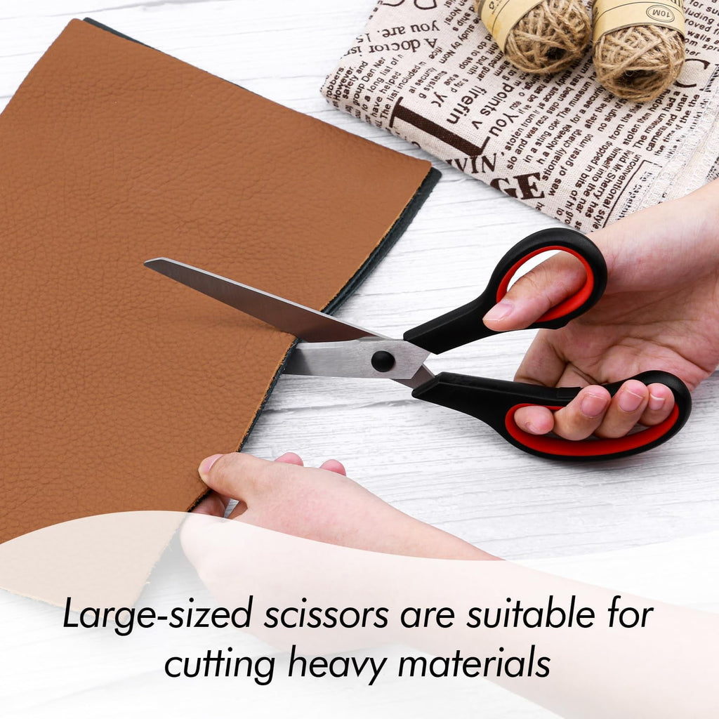 3-Pack 8" Heavy Duty Scissors with Ultra Sharp Blades and Comfort Grip Handles - For Office, Sewing, Handcraft Workshop, Home and Crafts, Etc.