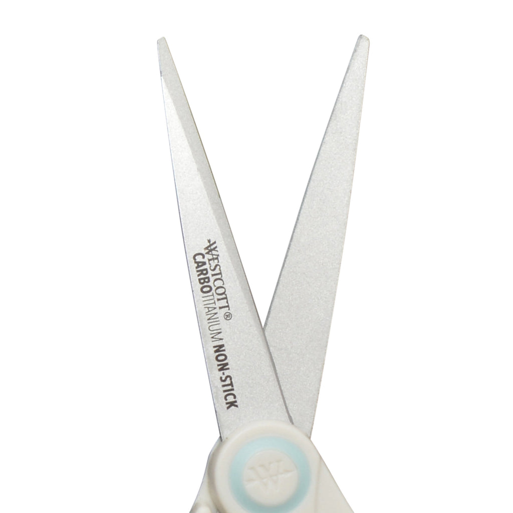 Westcott Carbo Titanium, Non-Stick Scissors, 8", for Craft, White/Blue, 1-Count