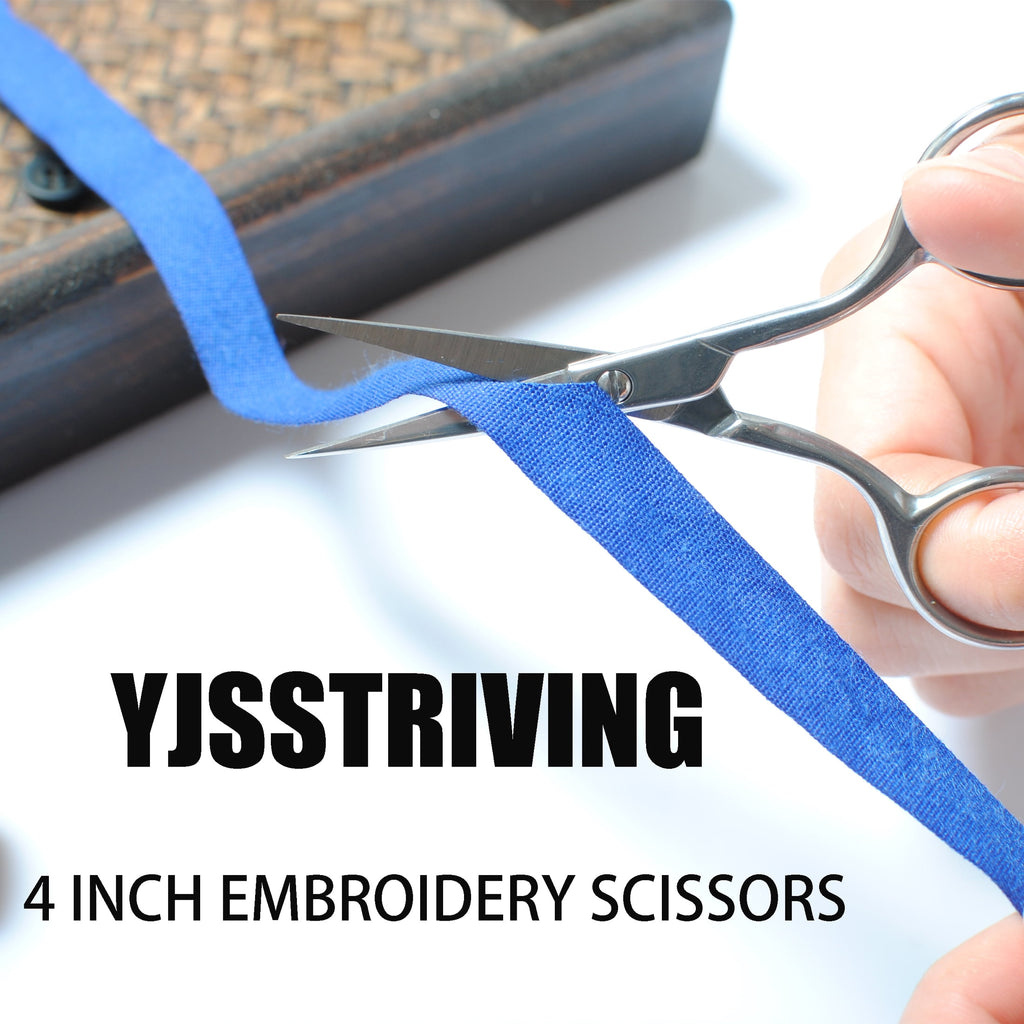 YJSStriving Small Embroidery Scissors 4 Inch Sharp Pointed Tip Precision Scissors Stainless Steel Detail Sewing Scissors for Yarn Thread Cutting, Needlework, Crafting, Sewing