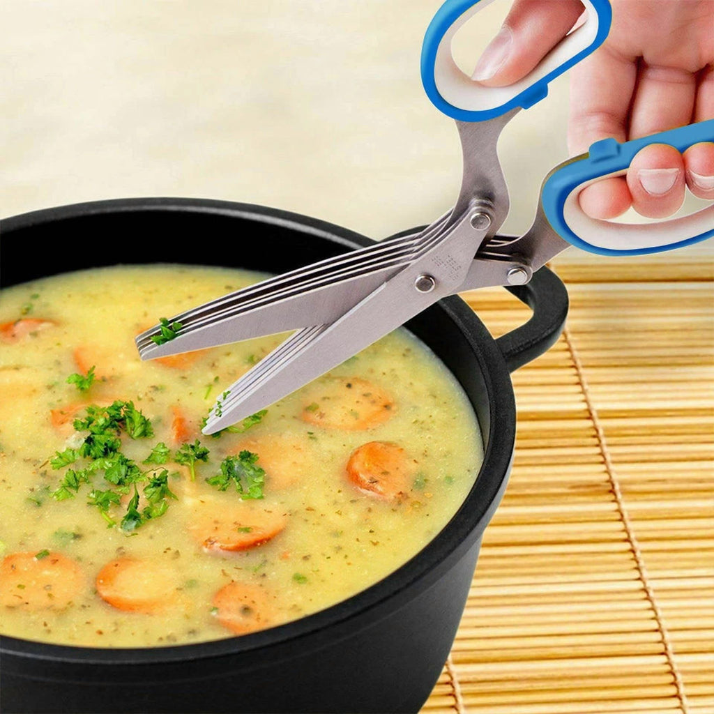 5 Blades Scissors Shear Spices Pasta Office Shredding Paper Slice For Kitchen Us