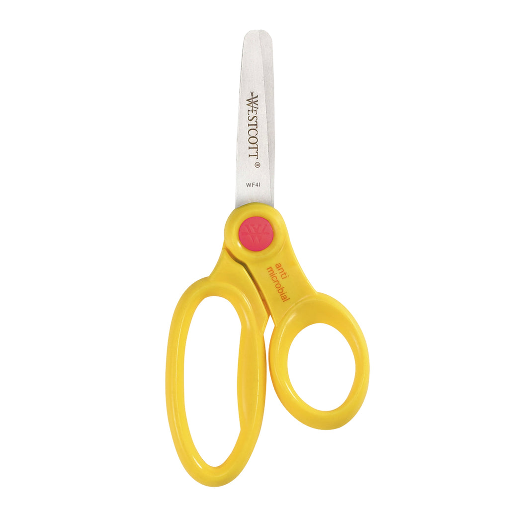 Westcott 5" Kids Scissors with Caddy, Blunt, Elementary, Multicolor, 24-Pack