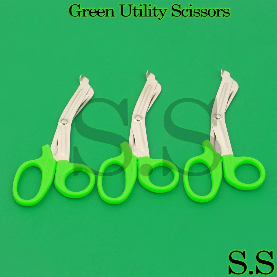10 Pcs Green Utility Scissors 5.5" Multi-Purpose Diy Ems Emt Universal Shears