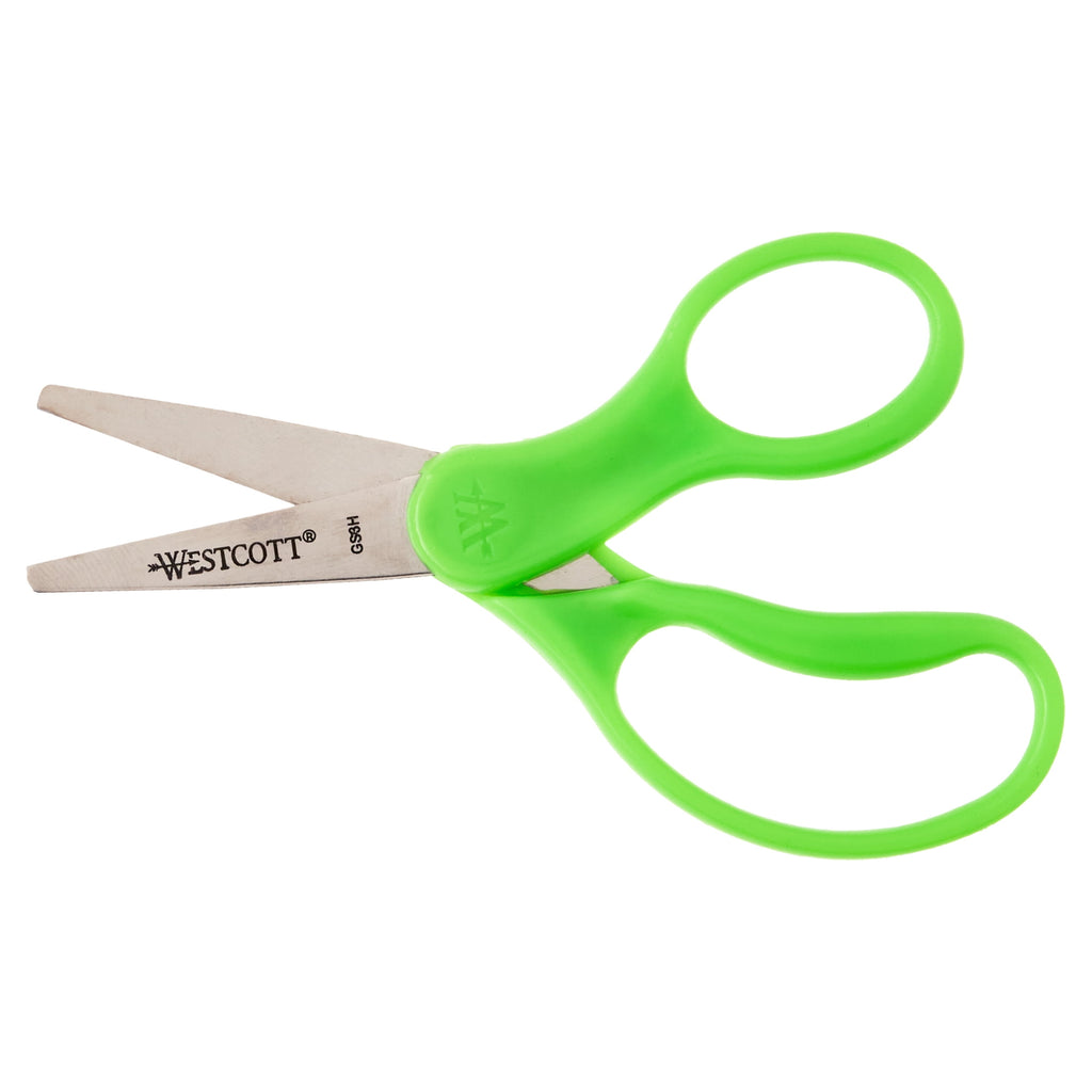 Westcott Kids Scissors, 5" Pointed, Assorted, 12/Pack, Preschool Educational Level.