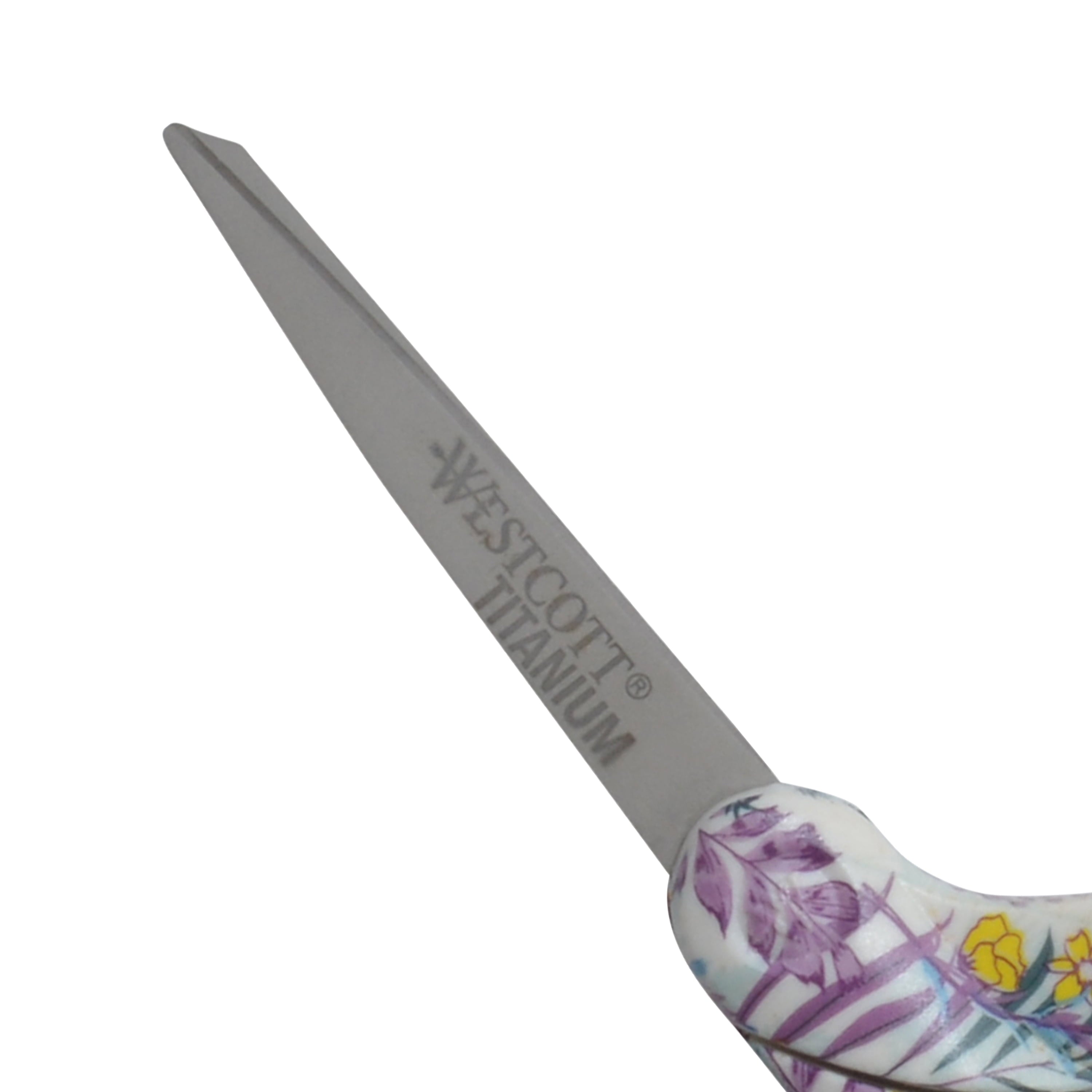 Westcott Sewing Scissors, 8", Fashion, Titanium, Bent, Floral, Multicolor,1-Count