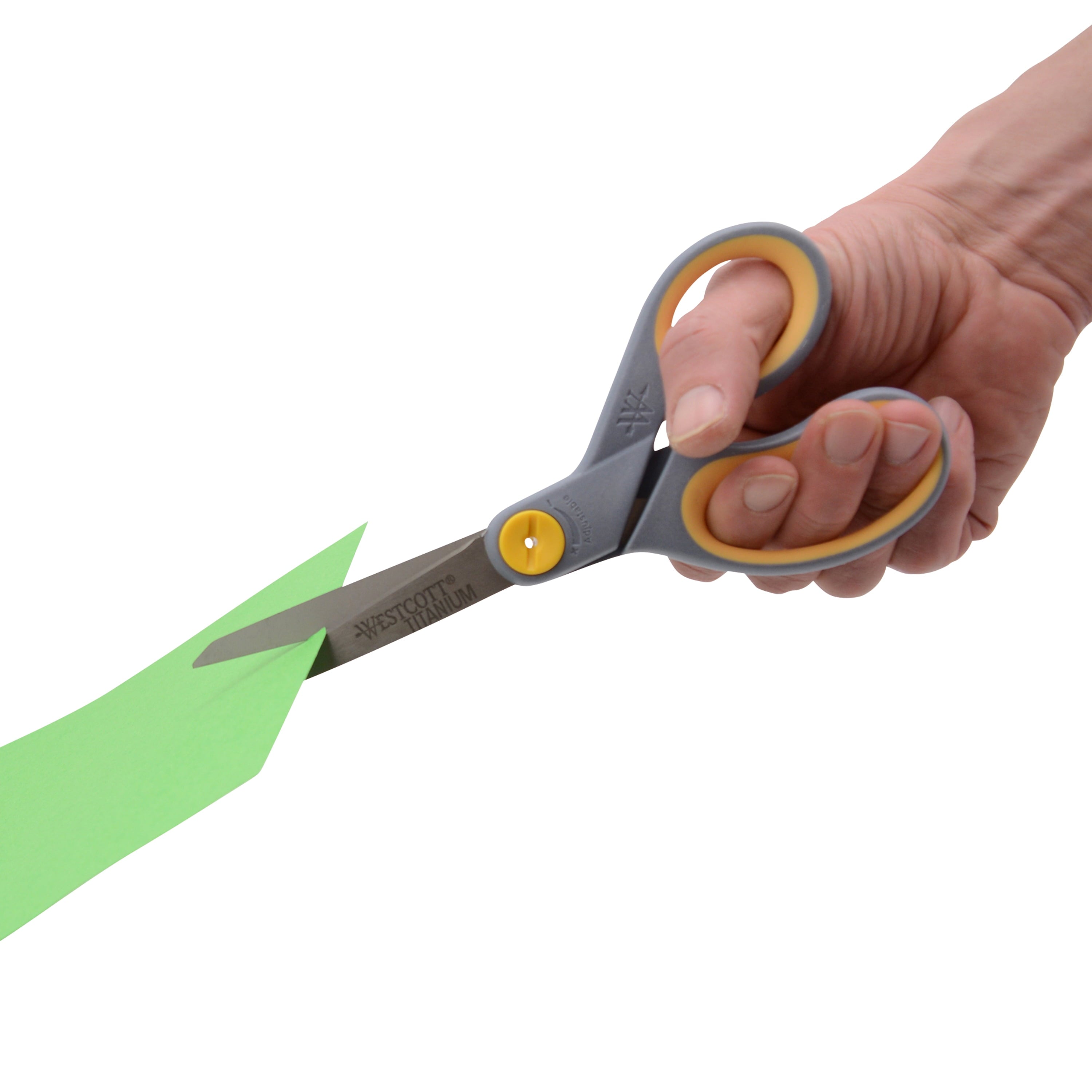 (2 pack) Westcott Titanium Bonded Adjustable Glide Scissors, 8", Grey & Yellow, for Office, 1-Count