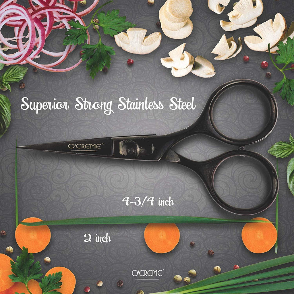 O'Creme Super Sharp Chef Scissors All Stainless Steel Snips Garnishing Tool Purple