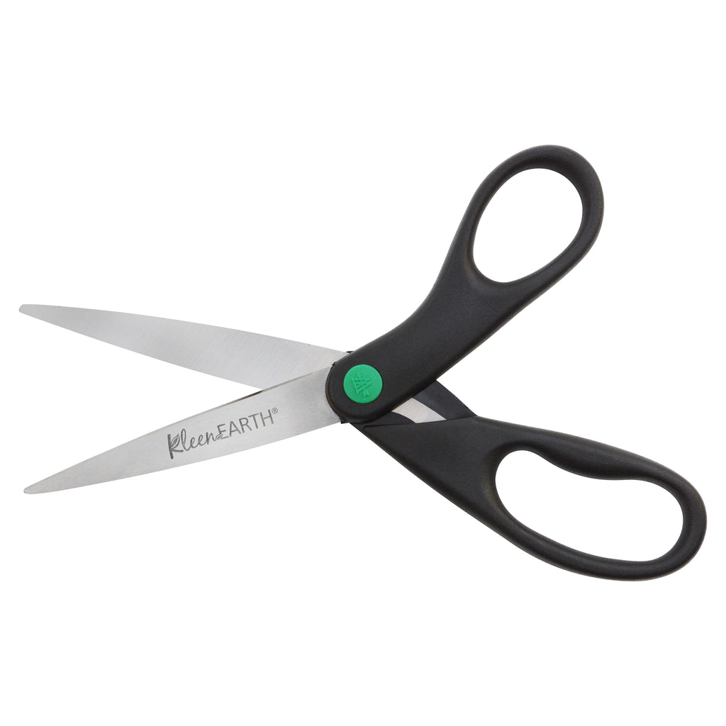 Westcott KleenEarth Scissors, 8", Straight, Recycled, Stainless Steel, for Craft, Black, 1-Count