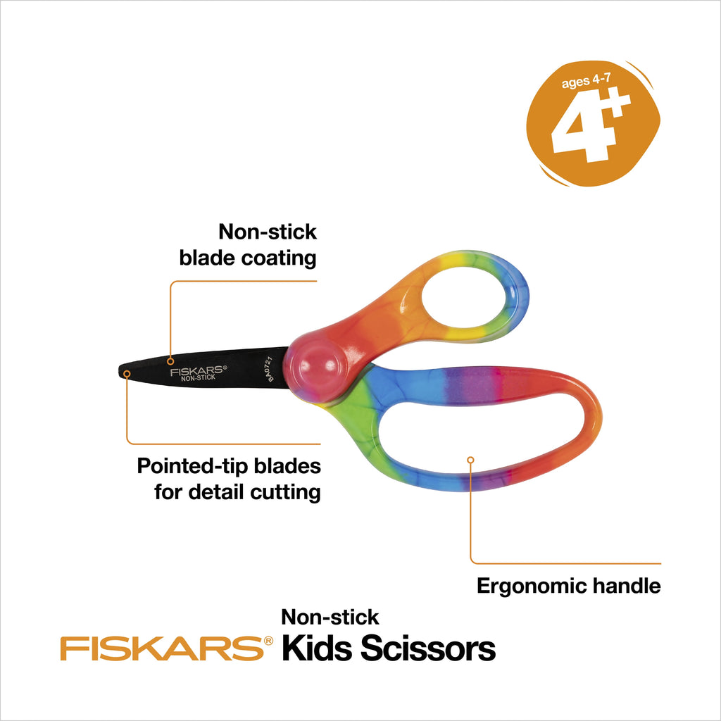 Fiskars 5" Pointed Kids Scissor Ages 4-7, Rainbow
