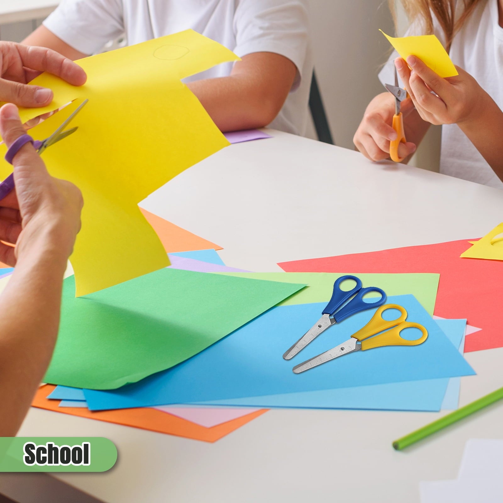 AGCAN 25 Pack Scissors Bulk with scale, 5 Inch Blunt Tip Safety Scissors for Classrooms, Sewing Craft Supplies