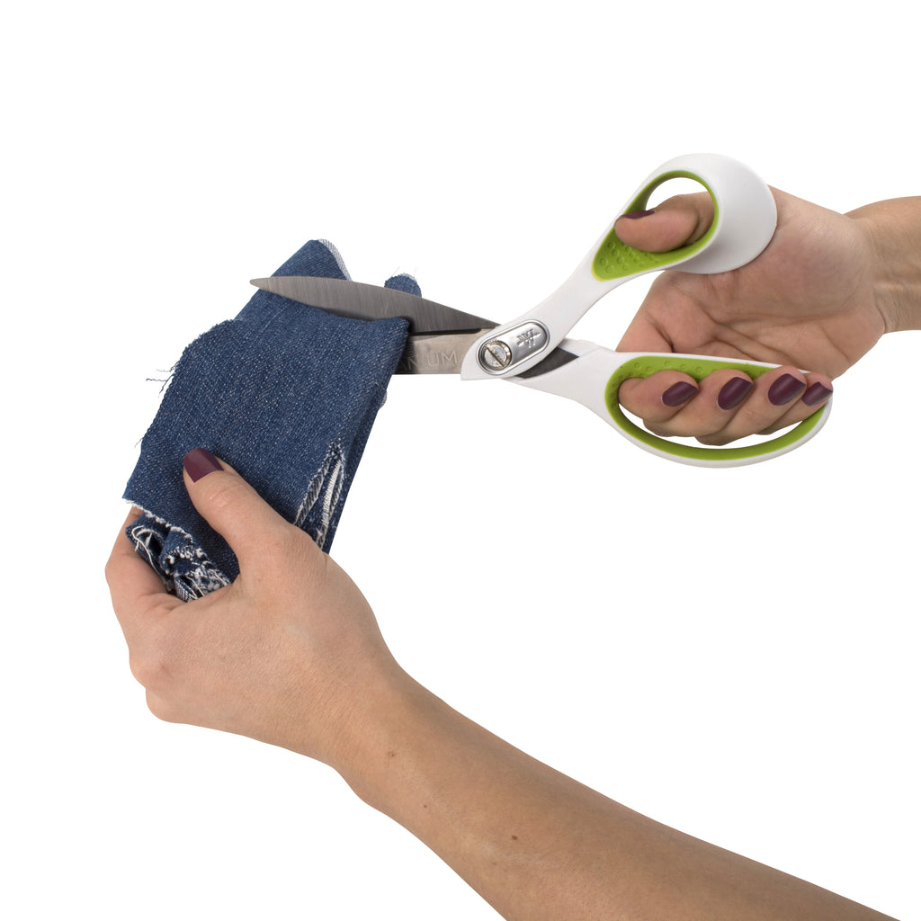 Westcott Carbo Titanium Scissors, 9", Bent, for Craft, White/Green, 1-Count