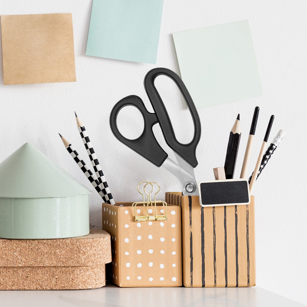 Westcott Multipurpose Scissors, All Purpose Plus, 8", Bent, 5", Straight, Black, for Office, 2-Piece