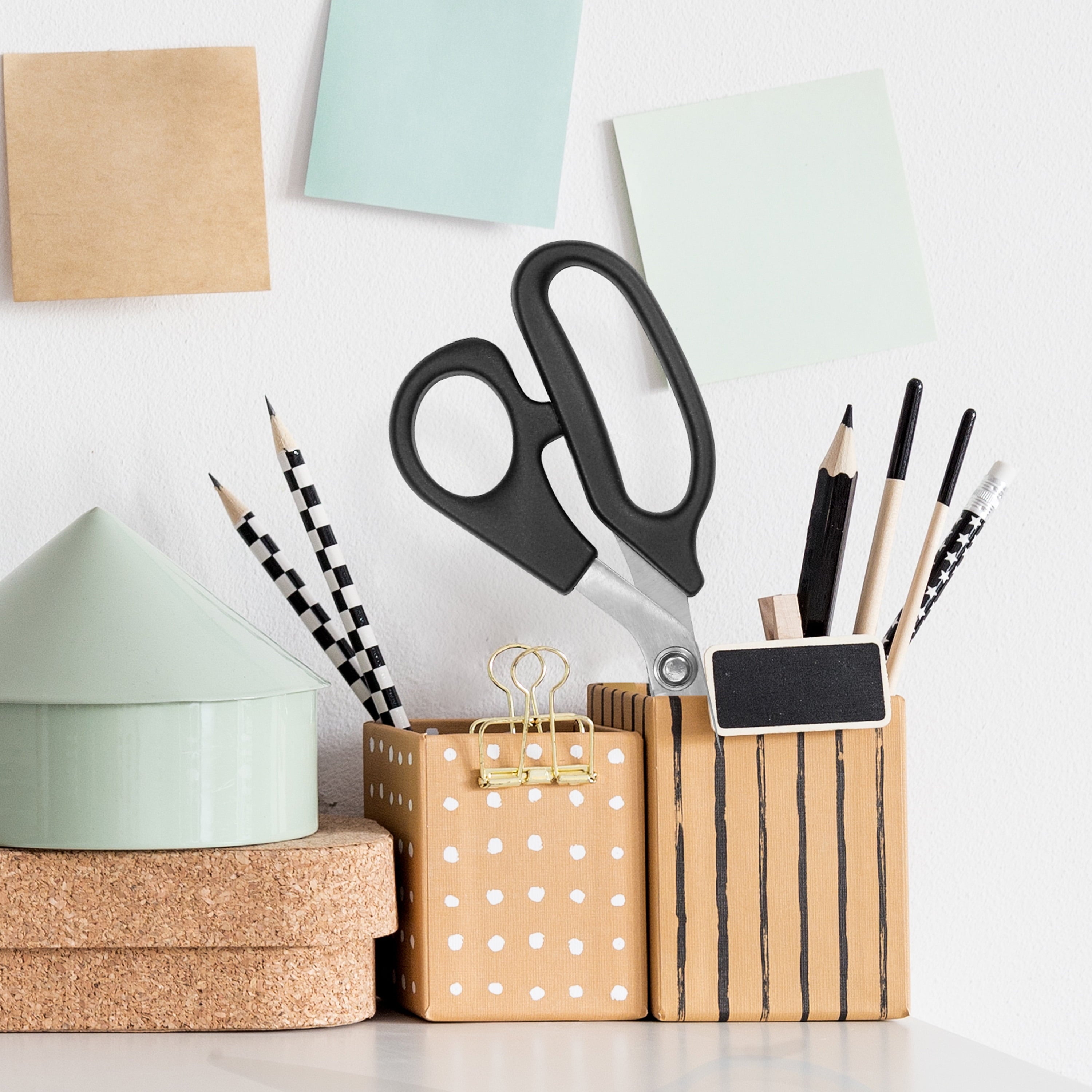 Westcott Multipurpose Scissors, All Purpose Plus, 8", Bent, 5", Straight, Black, for Office, 2-Piece