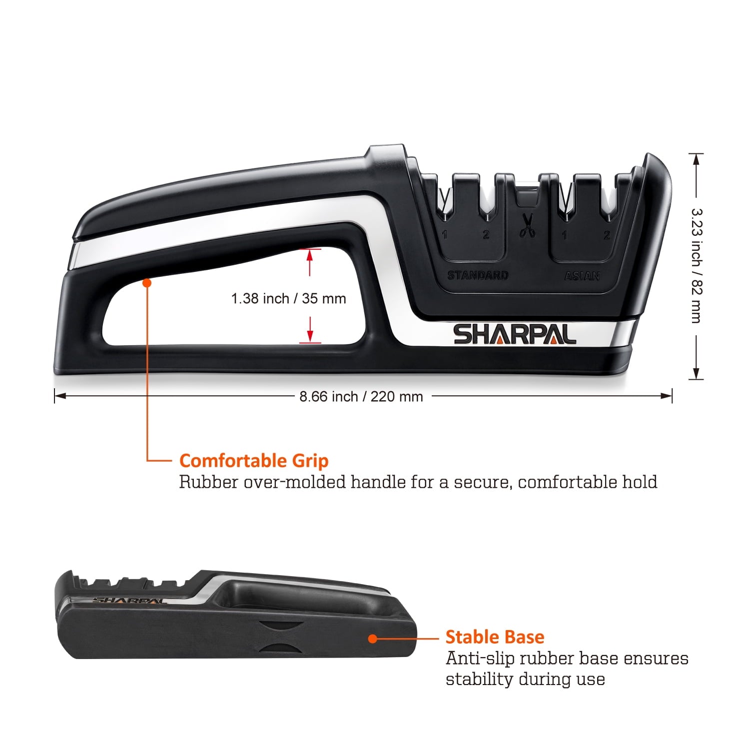 Sharpal 104N 5-in-1 Kitchen Knife and Scissors Sharpener, Tungsten Carbide