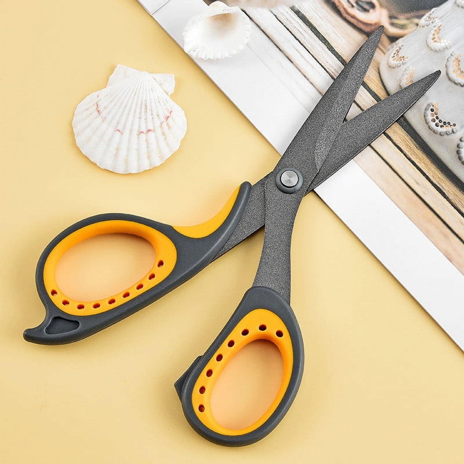 JingChun Clearance Under $2.00 office Scissors Home Scissors Tailors Cut Stainless Steel Coated Antis-stick Hand Scissors