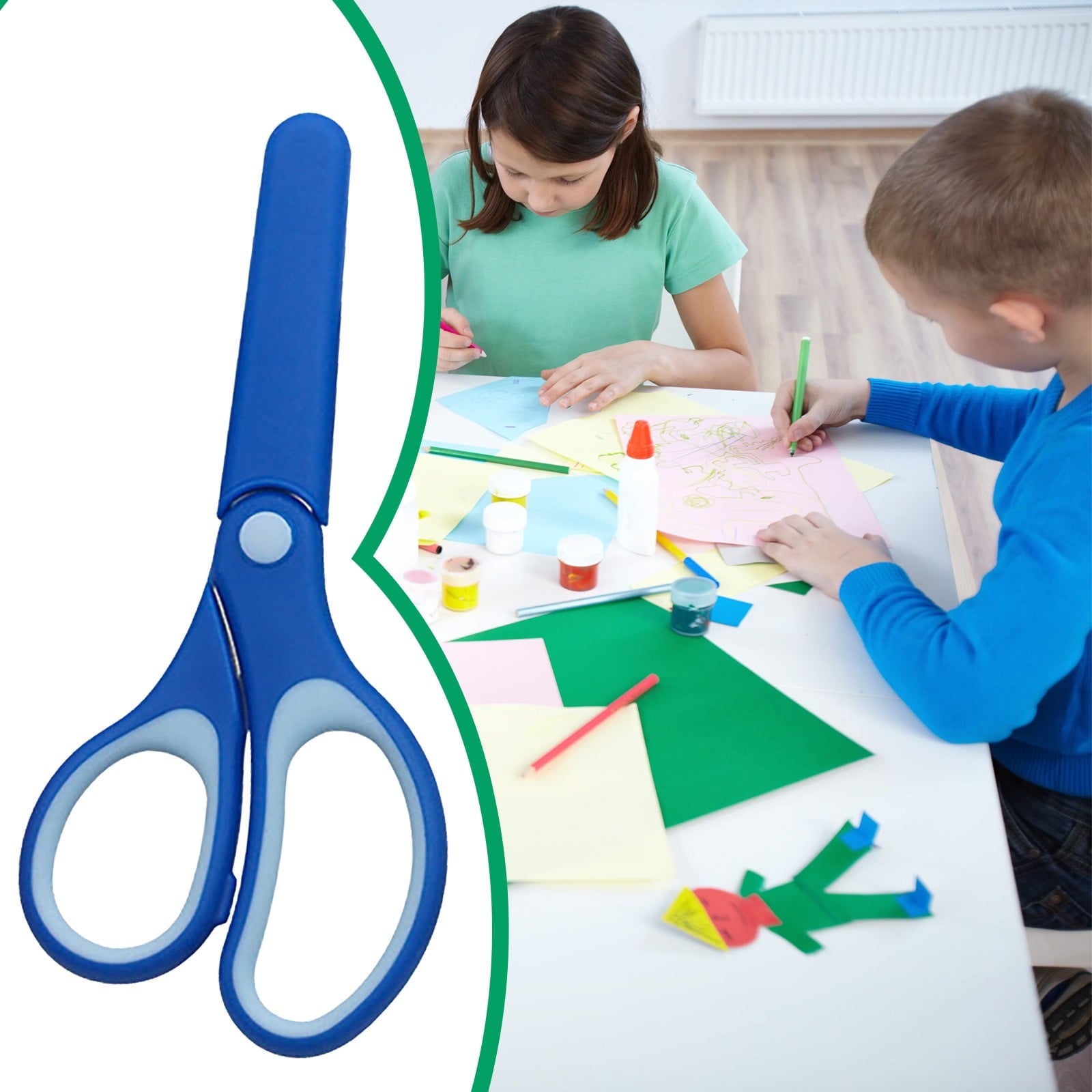 GiLiling 5.7” Stainless Stell Scissors, Safety, Blunt Tip, Comfortable, for Left and Right Handed Use, for Office Home Crafts, Assorted Colors