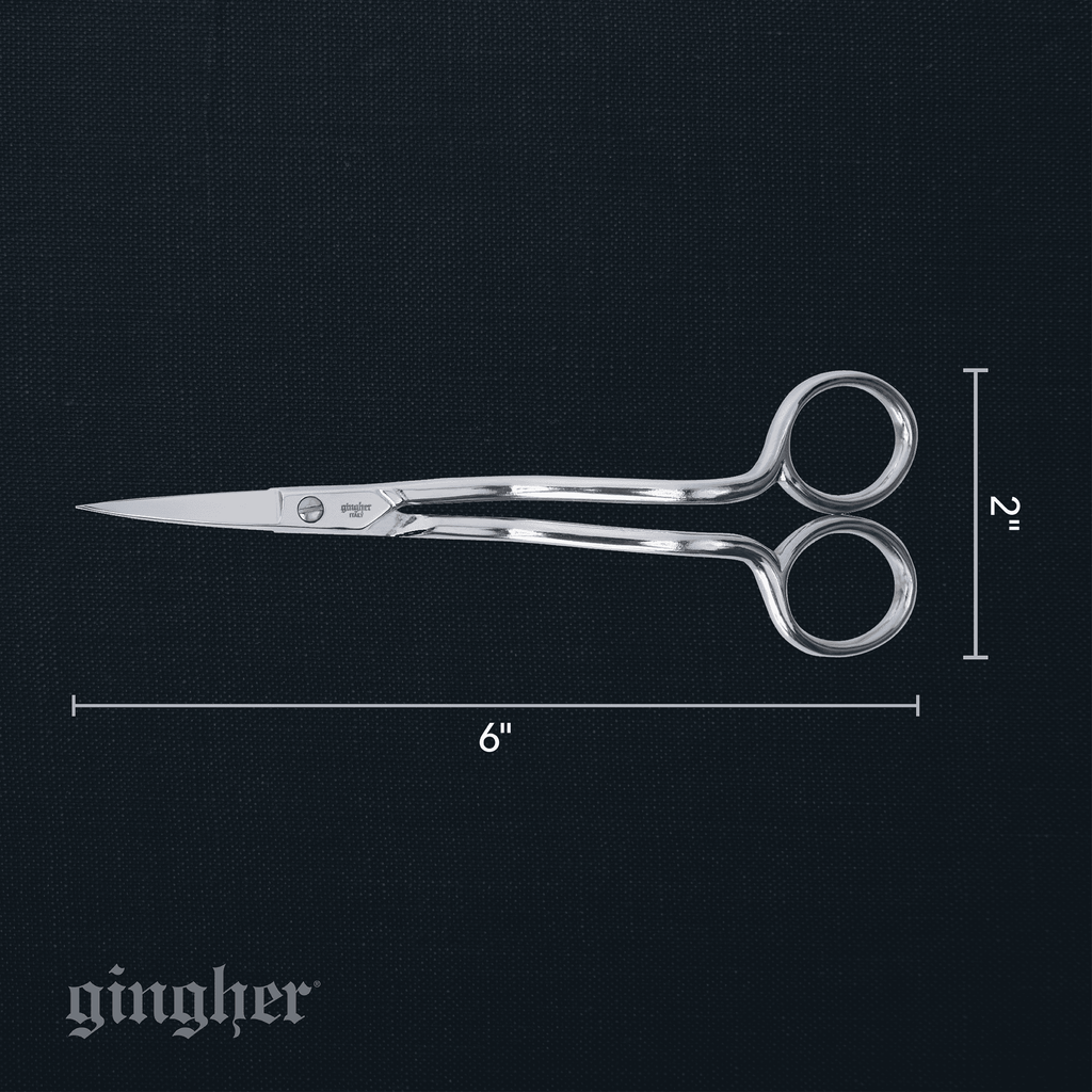 Gingher Double-Curved Machine Embroidery Scissor 6", Sliver