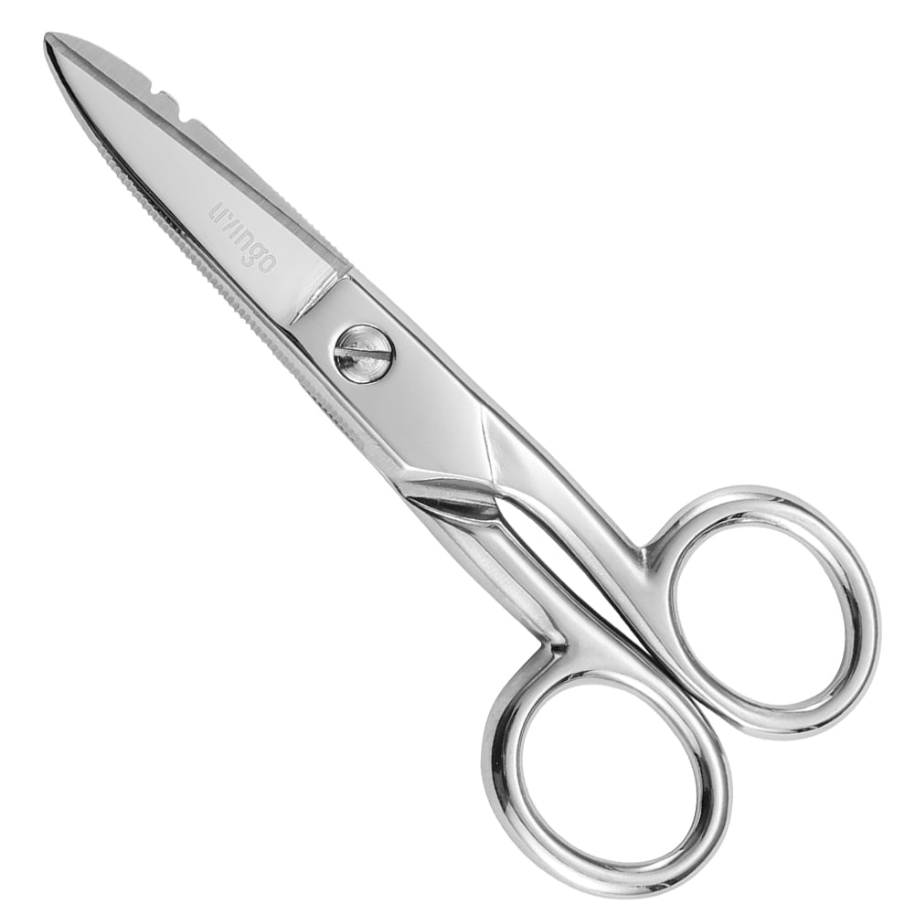 LIVINGO 5 1/5 in Electrician Scissors, Stainless Steel Heavy Duty Wire Cable Shears
