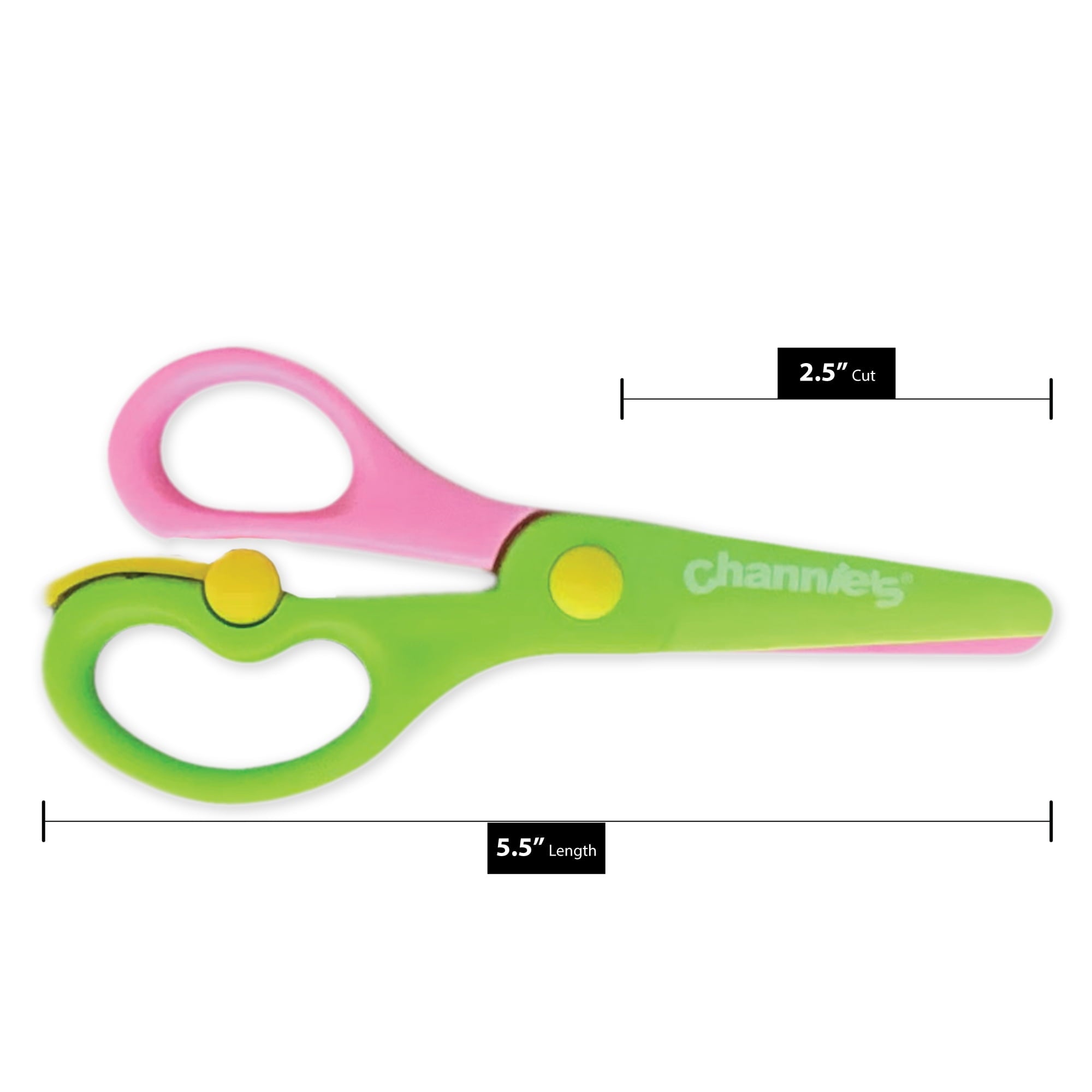 Channie's Safety Scissors for Small Hands (Ages 3-5) - Kid-Safe Plastic Training Scissors for Preschoolers, Child Hand-Eye Coordination Development, Kids Scissors, Toddler Safety Scissors (2 pack)