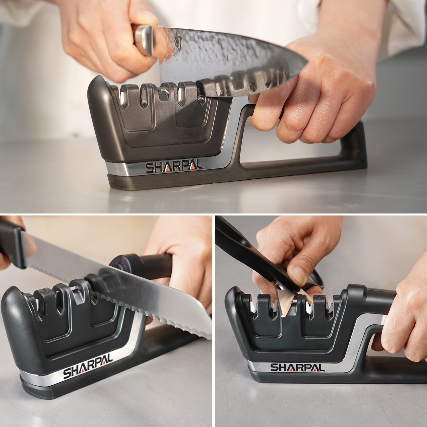 Sharpal 104N 5-in-1 Kitchen Knife and Scissors Sharpener, Tungsten Carbide