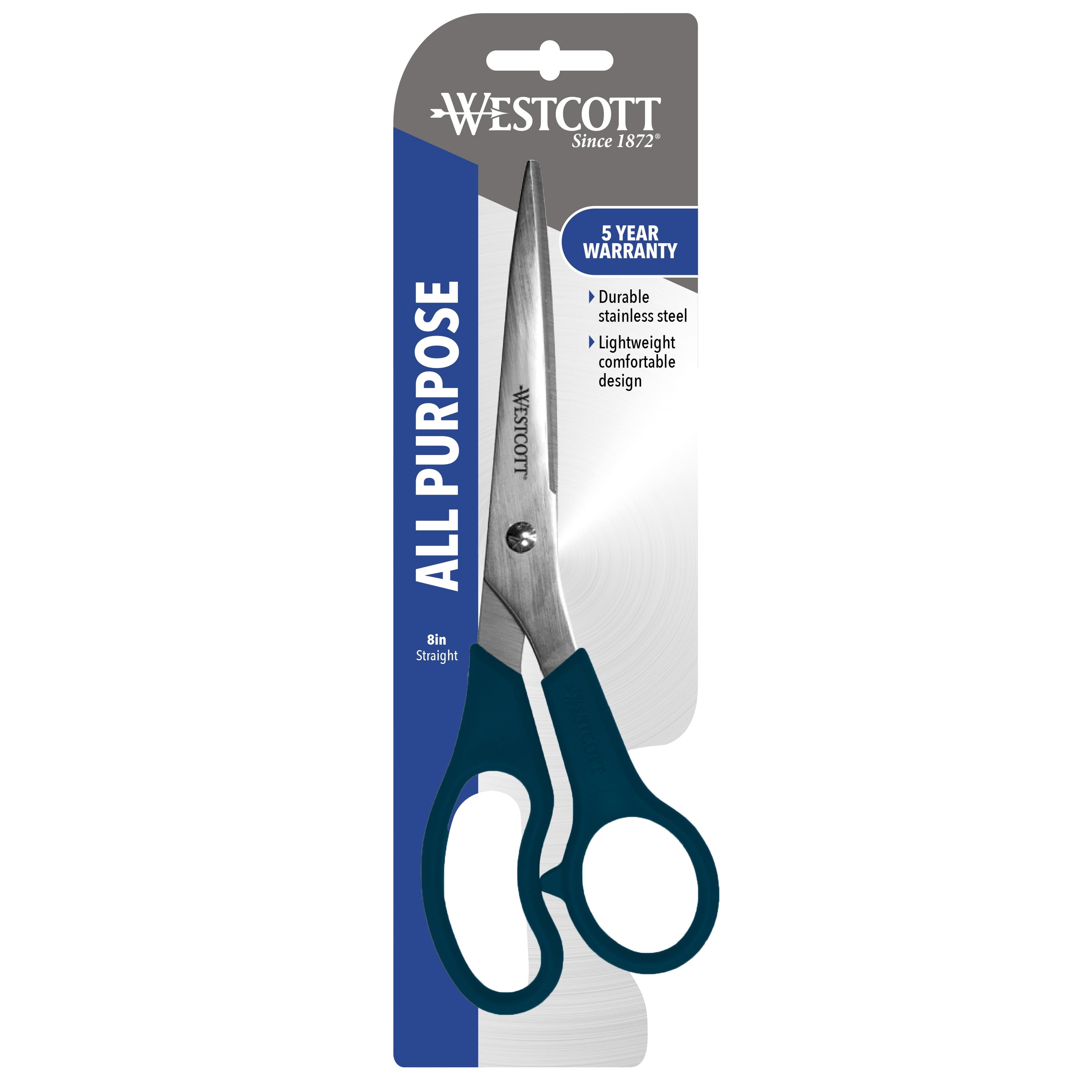 Westcott All Purpose 8" Stainless Steel Scissors, Black, High School, 1-Count