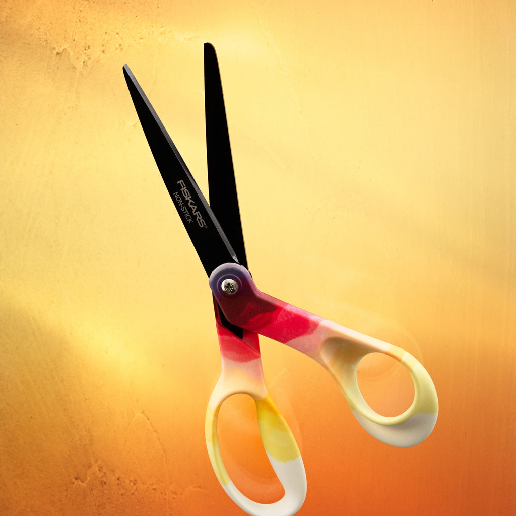 Fiskars Explore 8 inch Fashion Non-Stick Scissors, Daybreak, 1 Piece, Everyday Adult Scissors