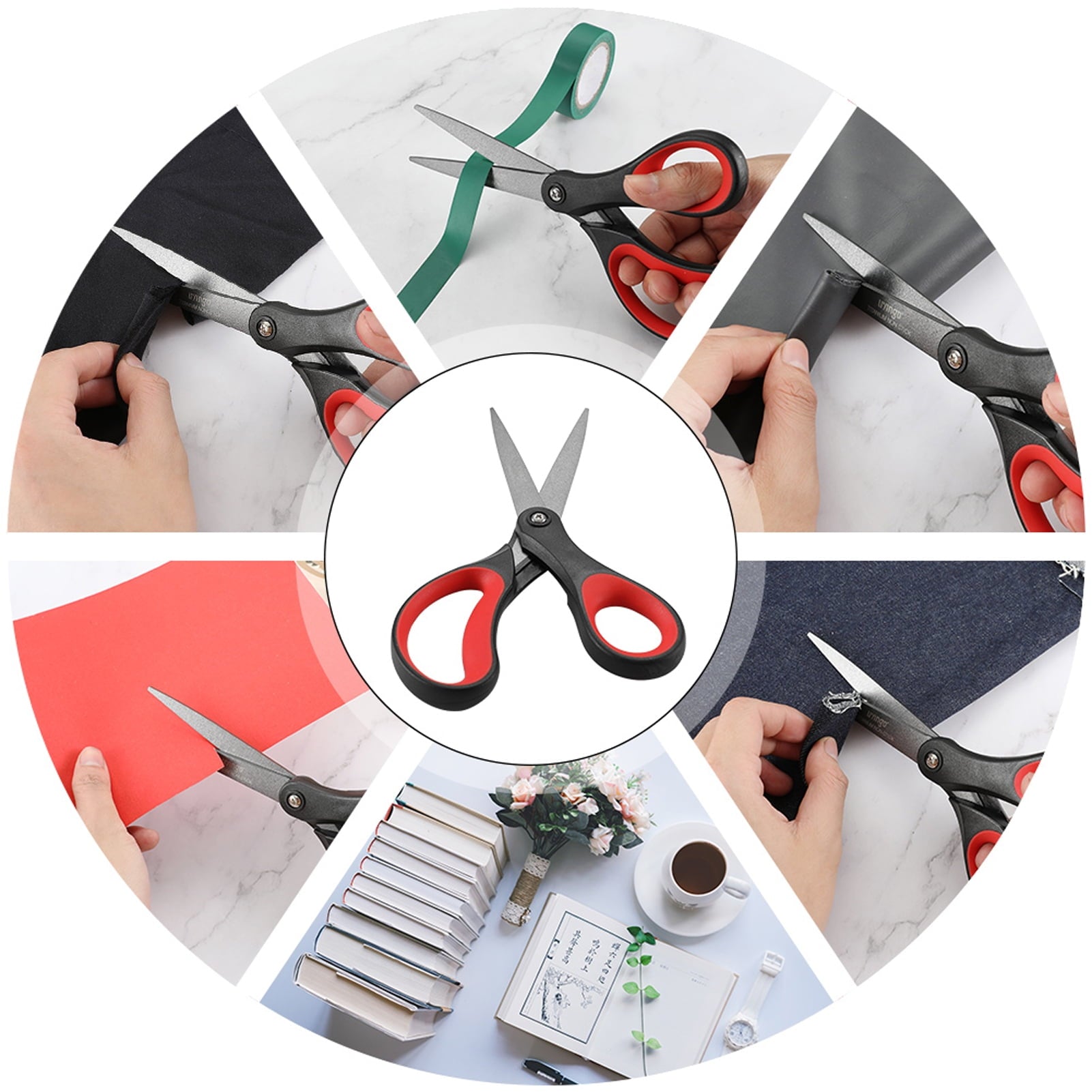 LIVINGO 8" Titanium Non-Stick Scissors, All Purpose for Office, 2 Pack Red Black