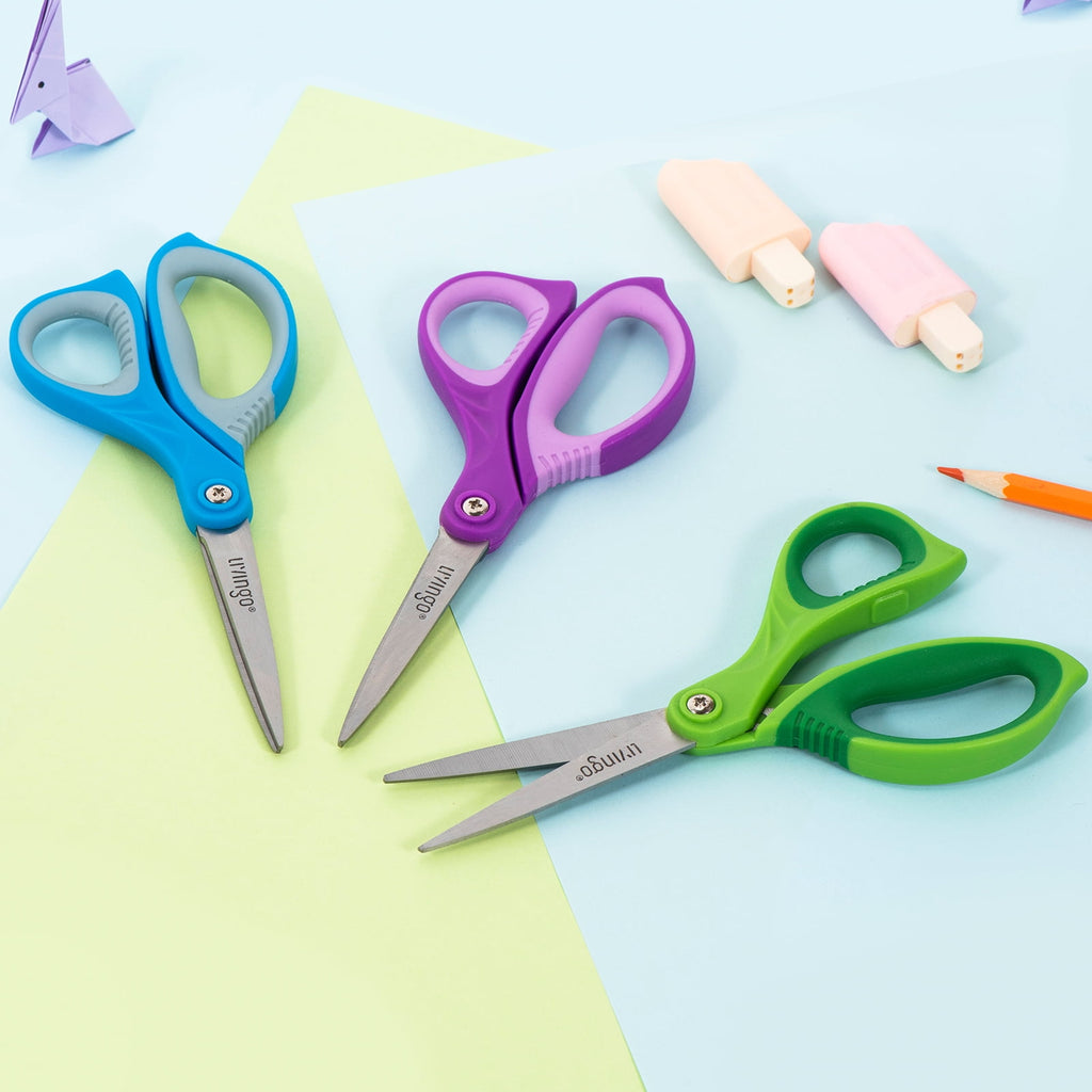 LIVINGO 7 in Scissors, Stainless Steel, Pointed Tip, Multicolor, 3 Count, 1 Pack