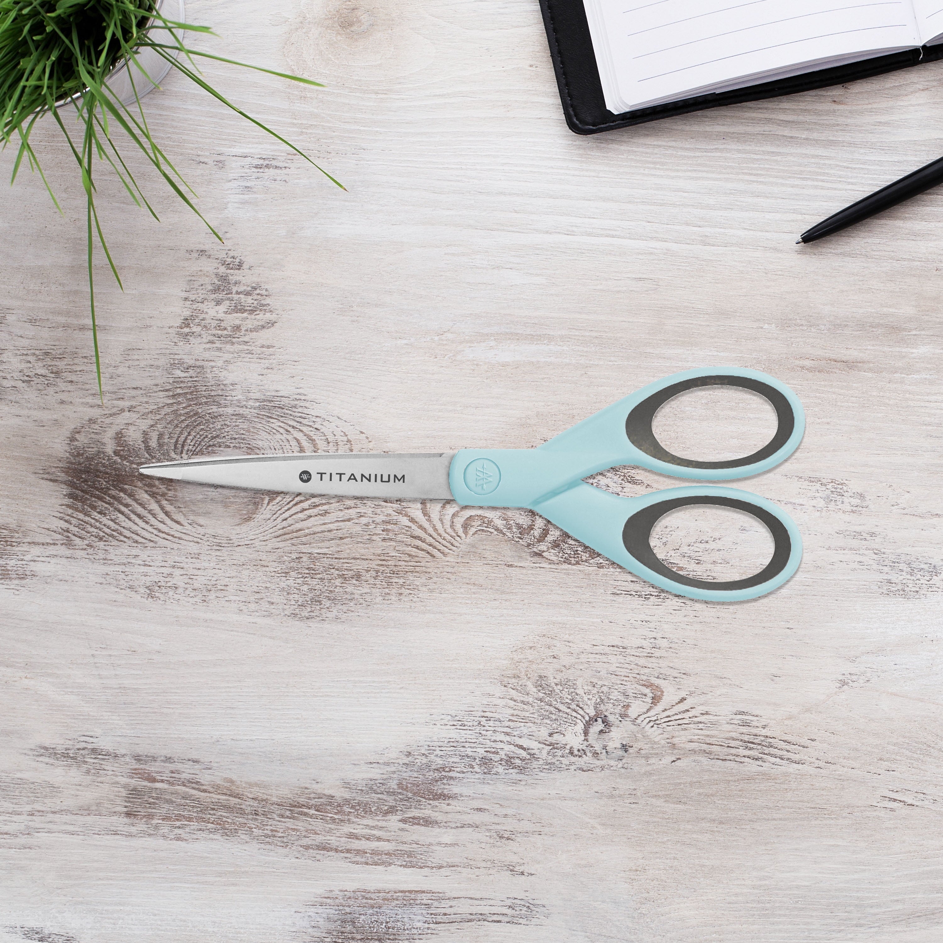 Westcott Sewing Scissors, Titanium, 7", Micro-tip, for Craft, Light Blue, 1-Count