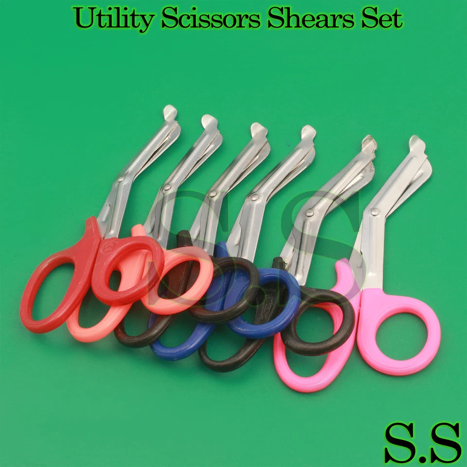Utility Scissors 7.25" Multi-Purpose Diy Emt Ems Bandage Shears Set Of 6