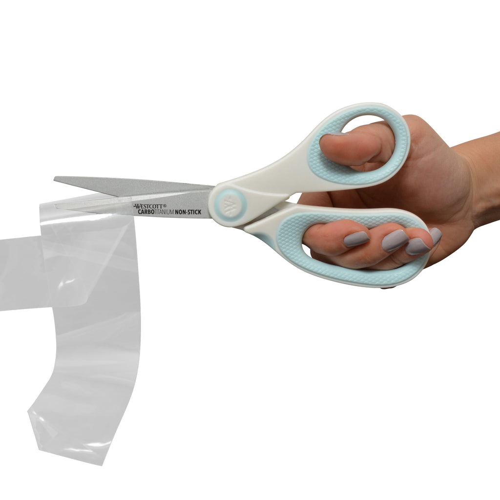 Westcott Carbo Titanium, Non-Stick Scissors, 8", for Craft, White/Blue, 1-Count