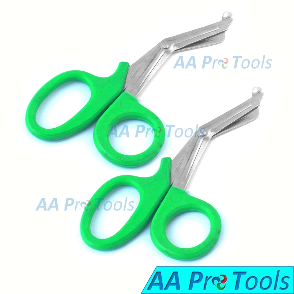 2 New Pairs 7 1/2" Emt Bandage Scissors Trauma Shears 7.5" Green Utility Bandage