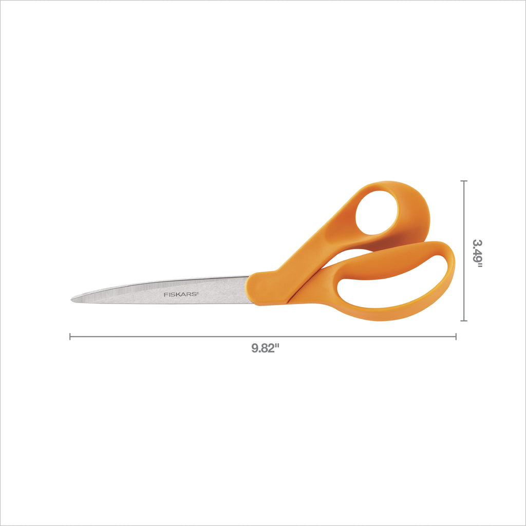 Fiskars Dressmaker Shears, 9", Pointed, All-Purpose Fabric Cutting, Orange