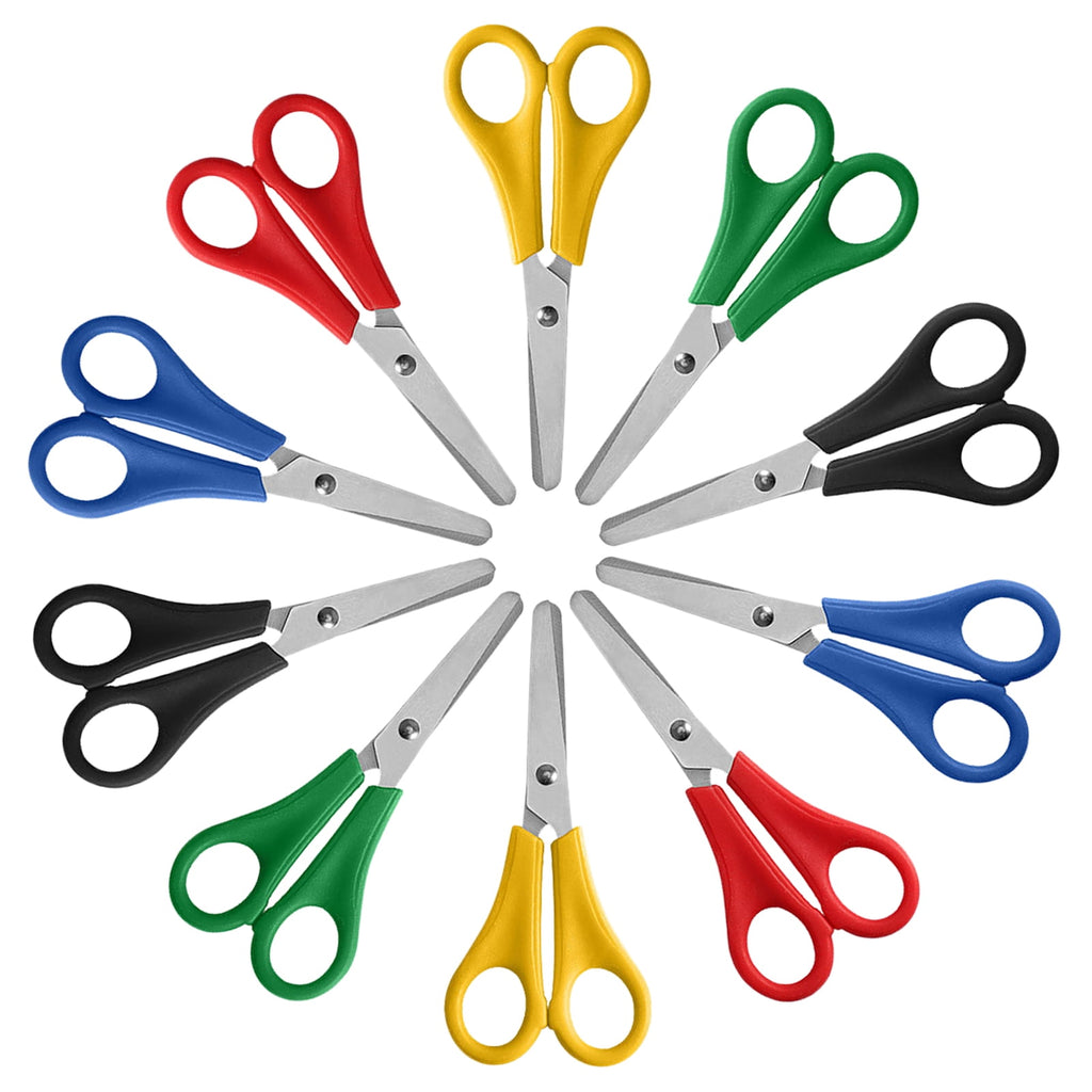 AGCAN 25 Pack Scissors Bulk with scale, 5 Inch Blunt Tip Safety Scissors for Classrooms, Sewing Craft Supplies