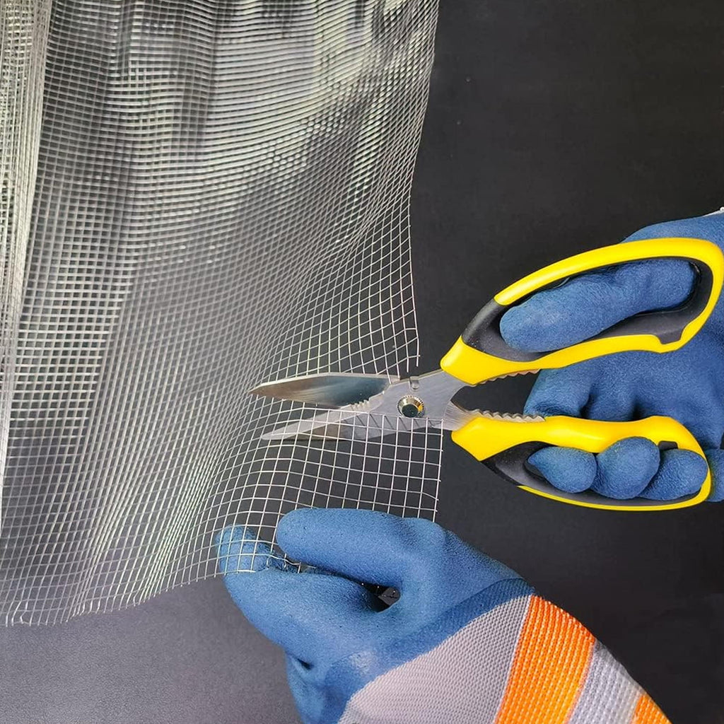 Scissors Heavy Duty 8'', Carpet Scissors, Multipurpose Scissors with Protective Cover, Stainless Steel Serrated Blades, Easy Cutting Cardboard, Leather, Fabric, Wires, Nutcracker