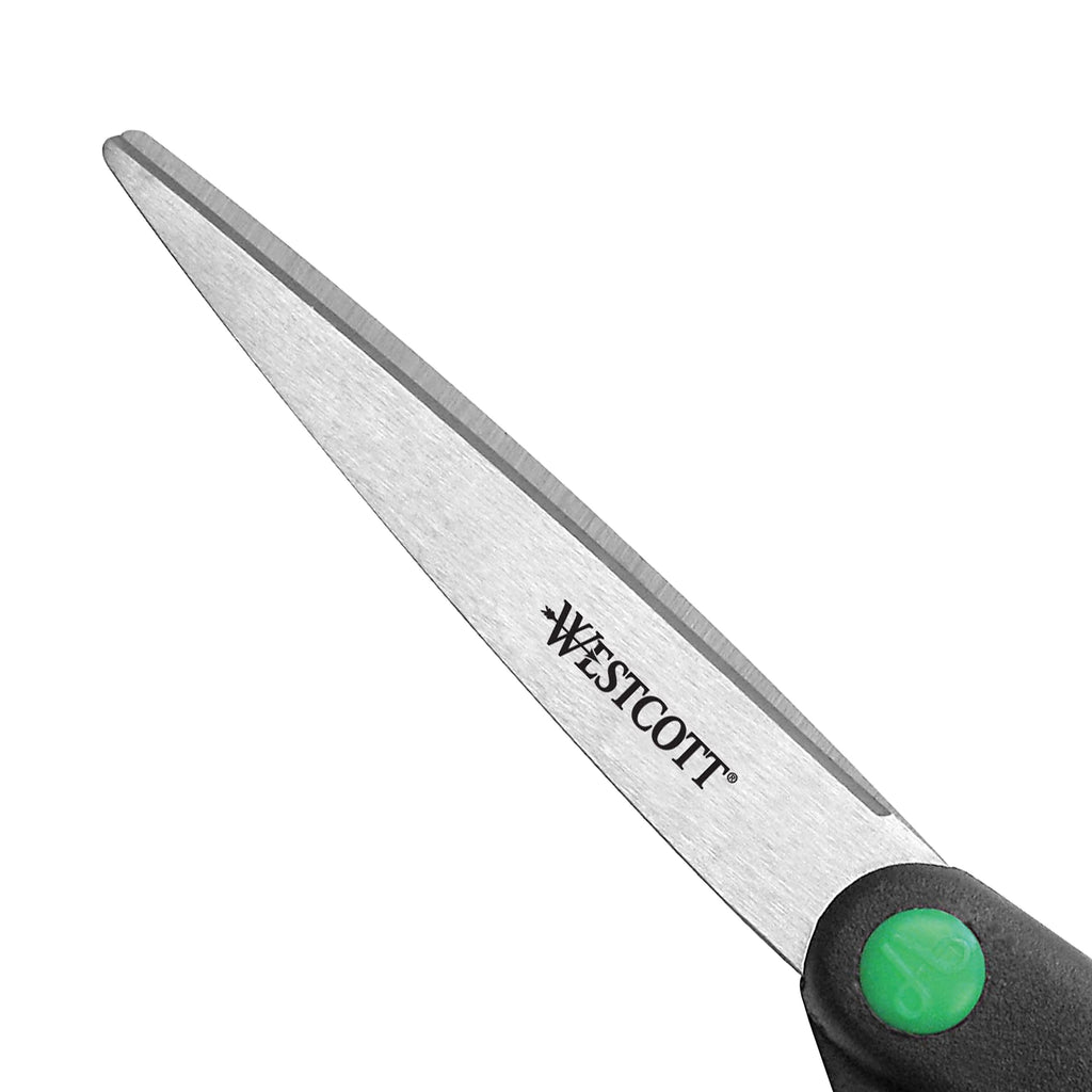 Westcott KleenEarth Scissors, 8", Straight, Recycled, Stainless Steel, for Craft, Black, 1-Count