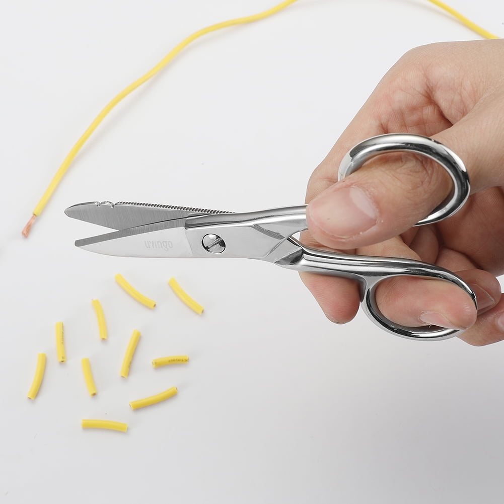 LIVINGO 5 1/5 in Electrician Scissors, Stainless Steel Heavy Duty Wire Cable Shears