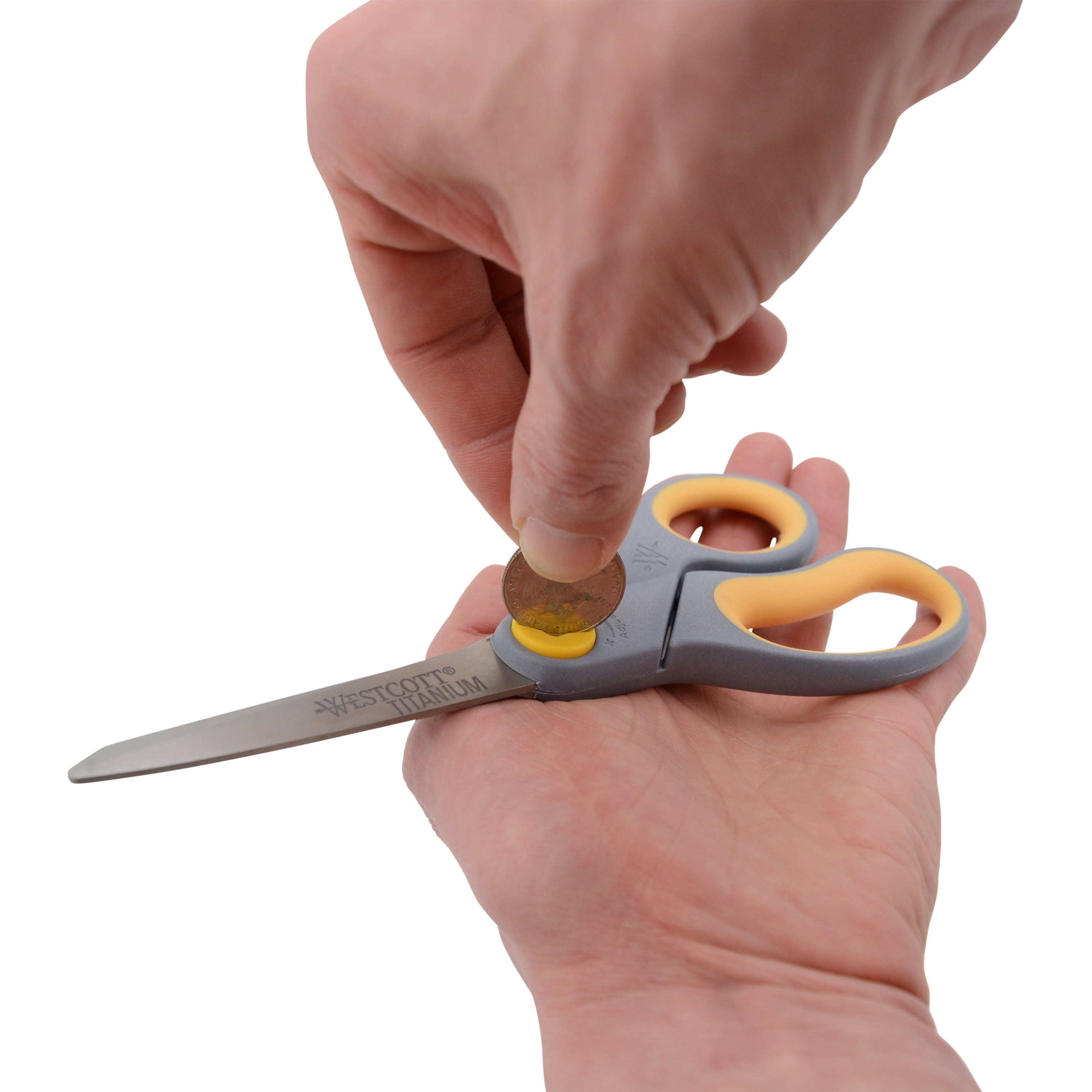 (2 pack) Westcott Titanium Bonded Adjustable Glide Scissors, 8", Grey & Yellow, for Office, 1-Count