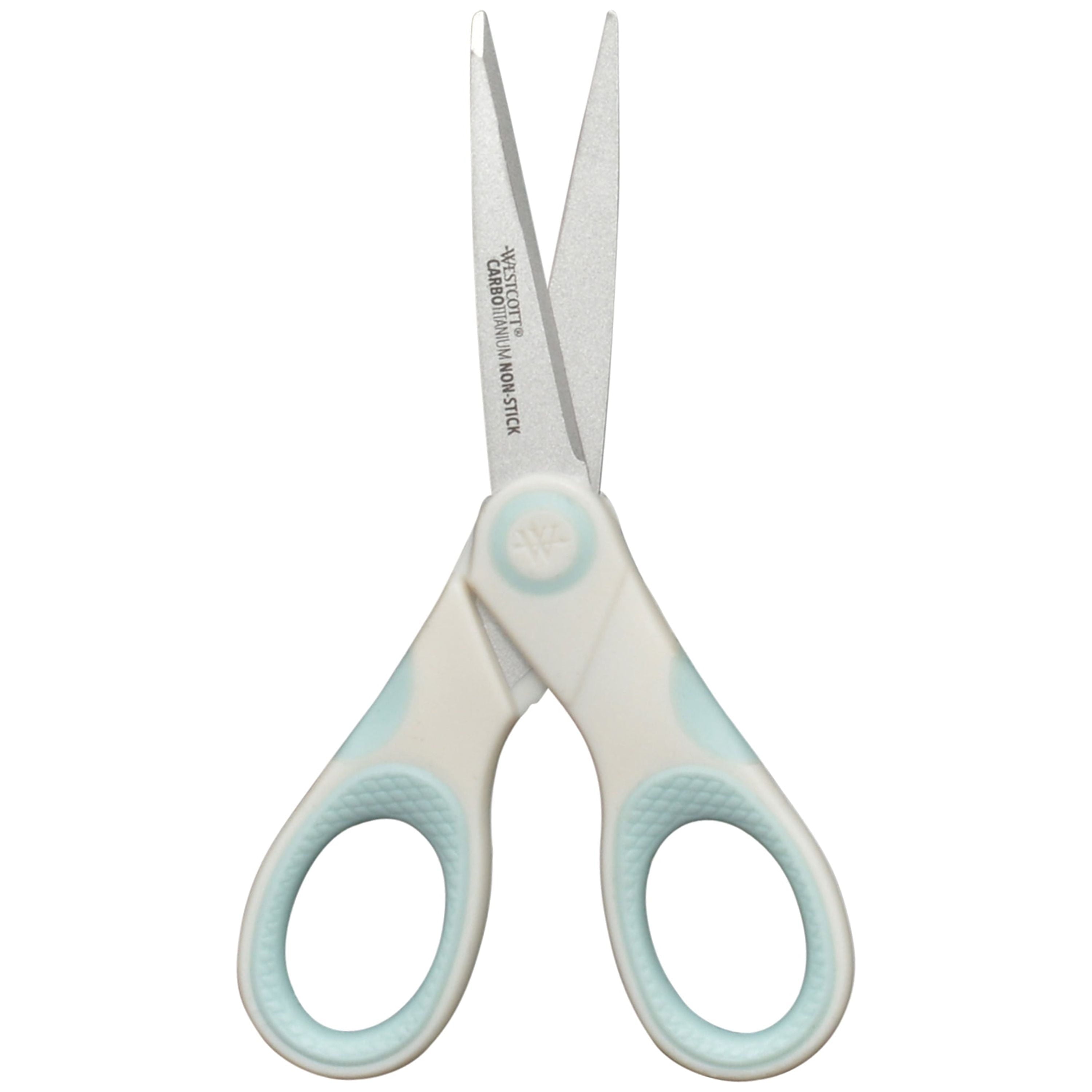 Westcott Carbo Titanium, Non-Stick Scissors, 5", for Craft, White/Blue, 1-Count