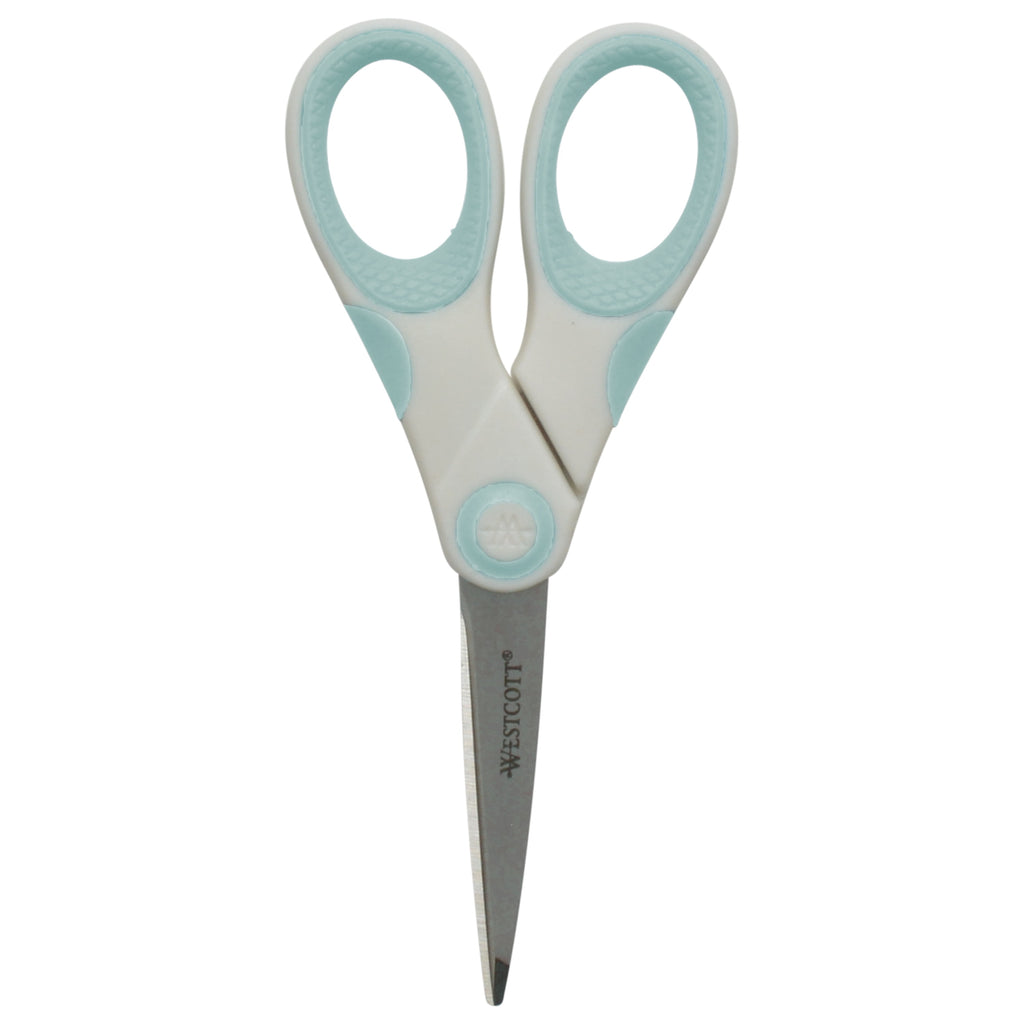 Westcott Carbo Titanium, Non-Stick Scissors, 5", for Craft, White/Blue, 1-Count